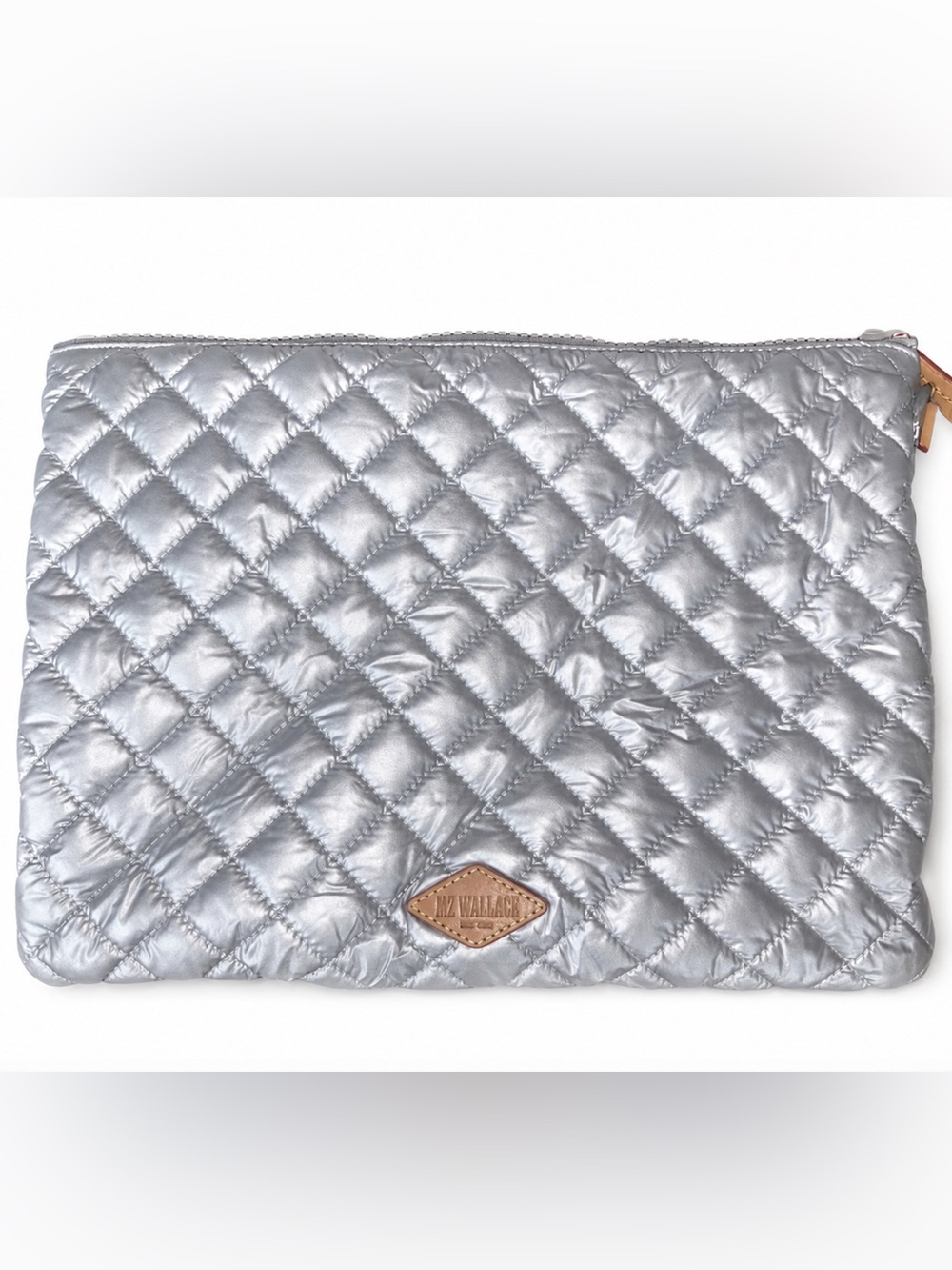MZ Wallace Quilted Metallic Silver Pouch / Clutch – Excellent Condition